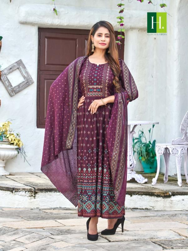 Hirwa Sanskriti Rayon Slub Ghera Kurti With Dupatta Collection 